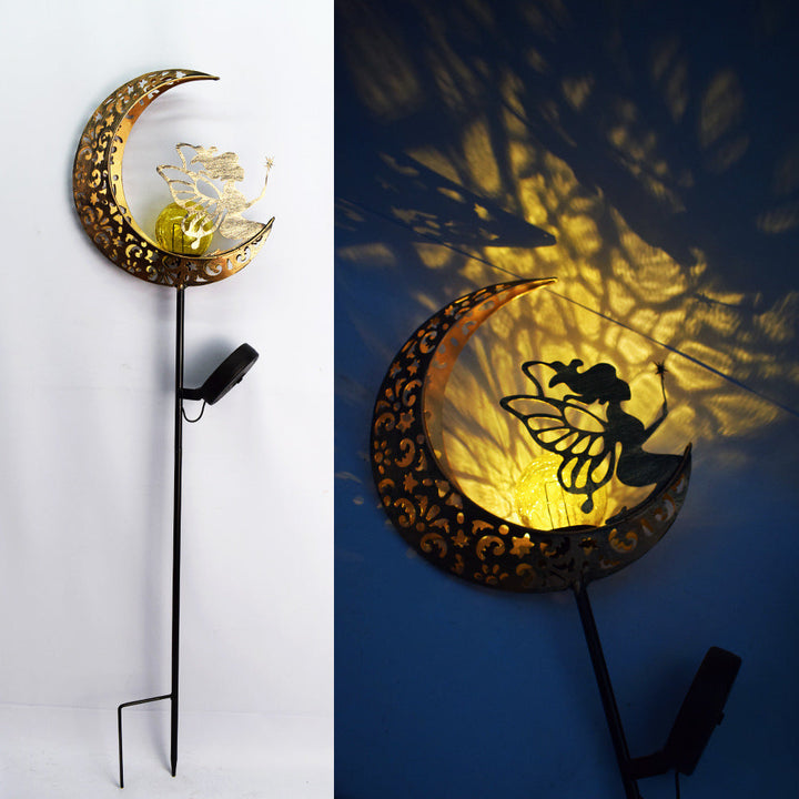 Moderne Art Deco Sol Vanntett Bakken Plugg Stjerne Sol Måne Jern Glass LED Utendørs Lys For Hage | Skanto
