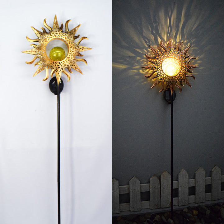 Moderne Art Deco Sol Vanntett Bakken Plugg Stjerne Sol Måne Jern Glass LED Utendørs Lys For Hage | Skanto