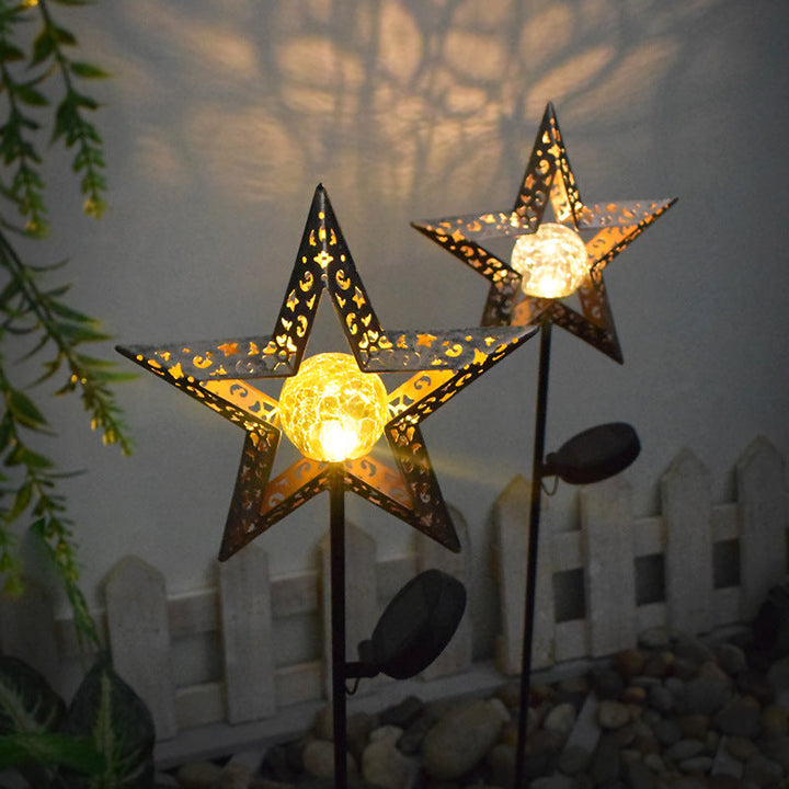 Moderne Art Deco Sol Vanntett Bakken Plugg Stjerne Sol Måne Jern Glass LED Utendørs Lys For Hage | Skanto