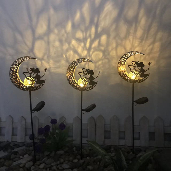 Moderne Art Deco Sol Vanntett Bakken Plugg Stjerne Sol Måne Jern Glass LED Utendørs Lys For Hage | Skanto