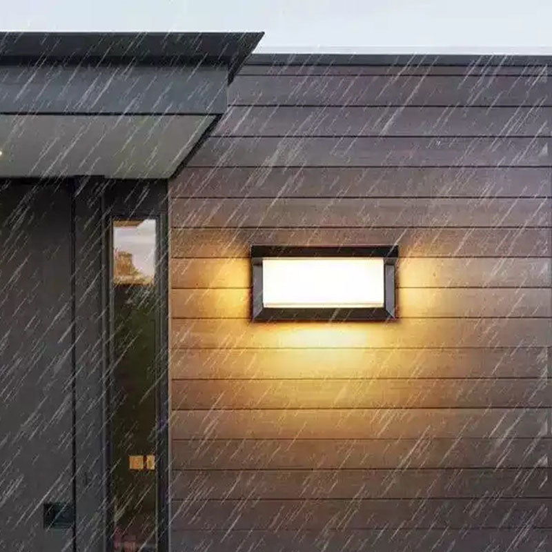 Moderne minimalistiske vanntette rektangulære ovale PC aluminium LED vegglampe til utendørsbruk | Skanto