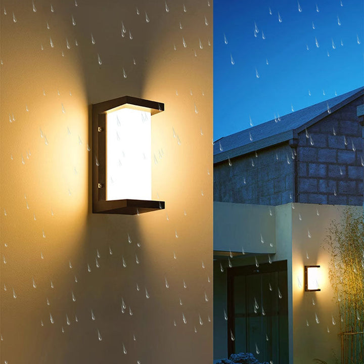 Moderne minimalistiske vanntette rektangulære ovale PC aluminium LED vegglampe til utendørsbruk | Skanto