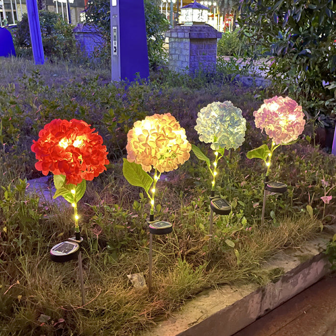 Samtidig Kreativ Sol Vanntett Hortensia Rund PVC Rustfritt Stål LED Utendørslys For Hage | Skanto