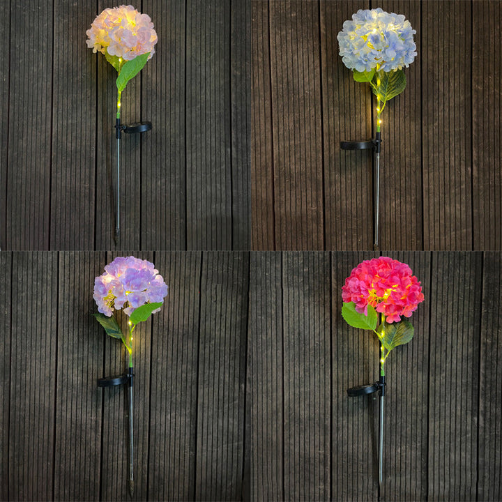 Samtidig Kreativ Sol Vanntett Hortensia Rund PVC Rustfritt Stål LED Utendørslys For Hage | Skanto