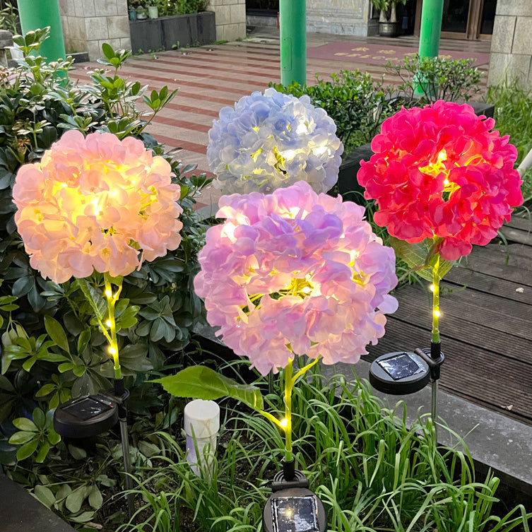 Samtidig Kreativ Sol Vanntett Hortensia Rund PVC Rustfritt Stål LED Utendørslys For Hage | Skanto