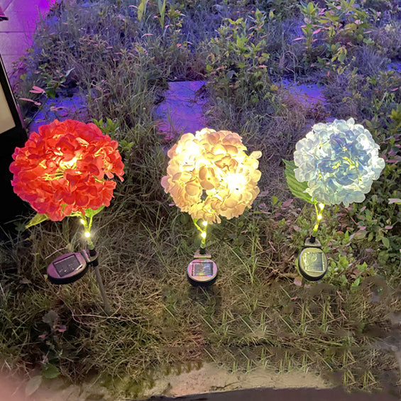 Samtidig Kreativ Sol Vanntett Hortensia Rund PVC Rustfritt Stål LED Utendørslys For Hage | Skanto
