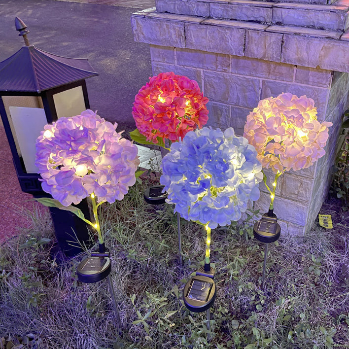 Samtidig Kreativ Sol Vanntett Hortensia Rund PVC Rustfritt Stål LED Utendørslys For Hage | Skanto