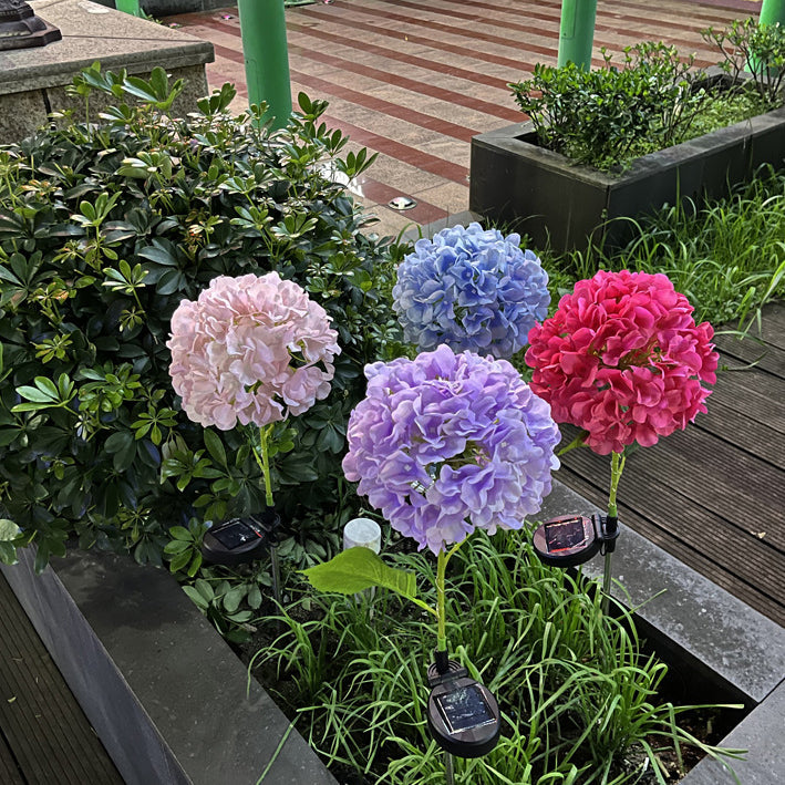 Samtidig Kreativ Sol Vanntett Hortensia Rund PVC Rustfritt Stål LED Utendørslys For Hage | Skanto