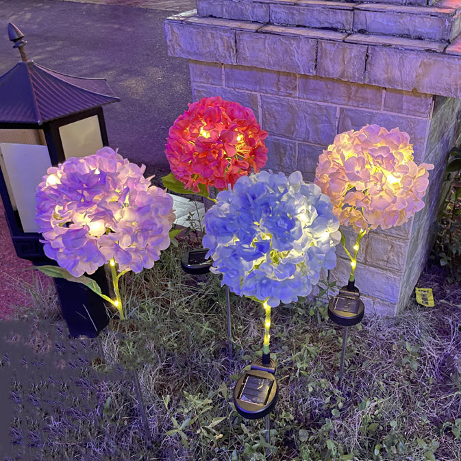 Samtidig Kreativ Sol Vanntett Hortensia Rund PVC Rustfritt Stål LED Utendørslys For Hage | Skanto