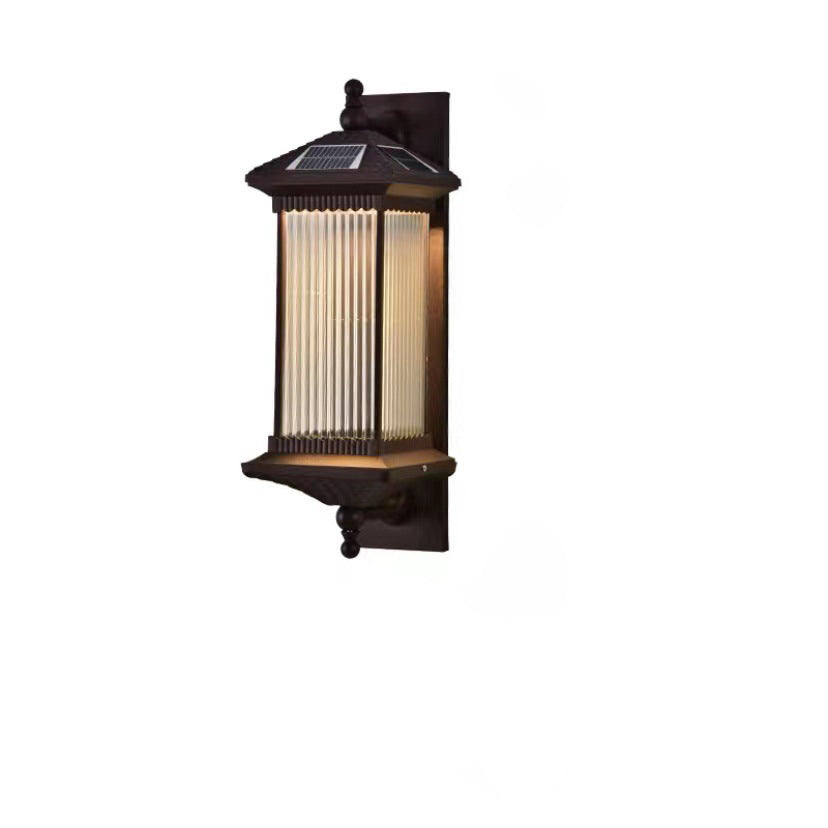 Tradisjonell kinesisk vanntett rektangulær glassmetall 1-lampe vegglampe for utendørs patio | Skanto