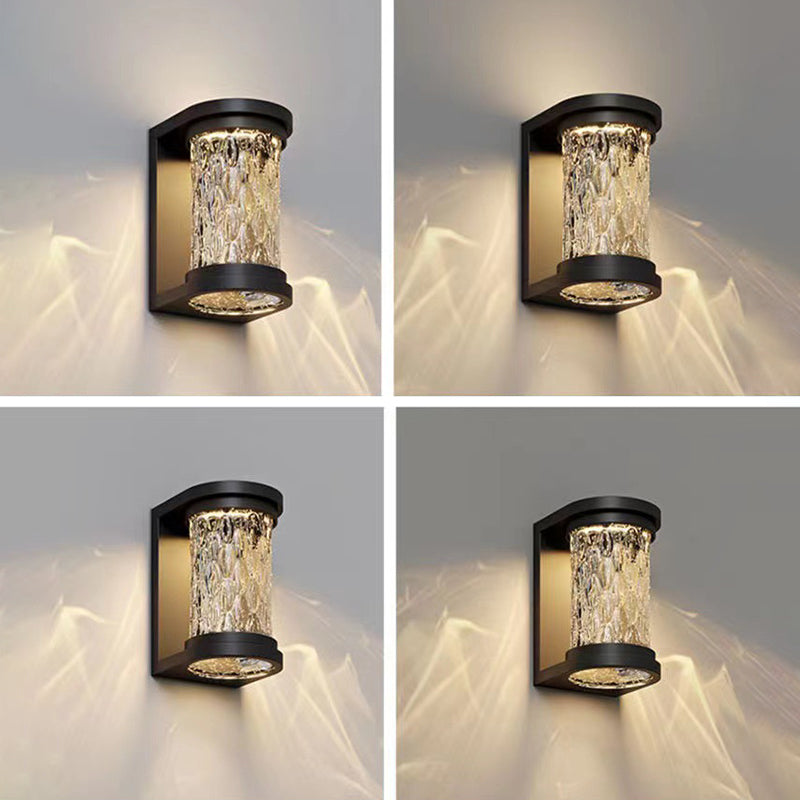 Moderne Luksus Vanntett Sylinder Rustfritt Stål Krystall LED Vegglampe For Utendørs Patio | Skanto