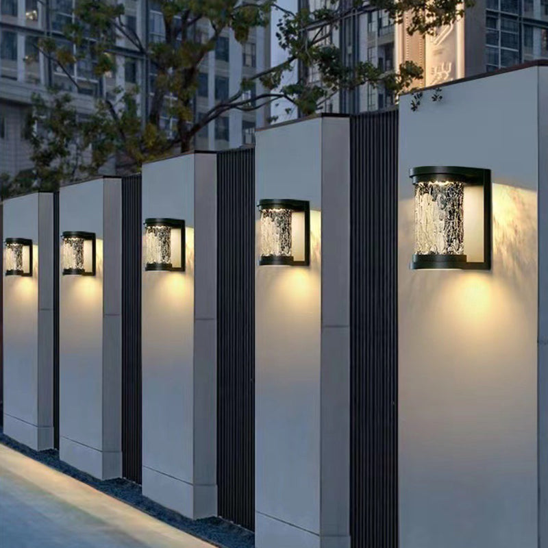 Moderne Luksus Vanntett Sylinder Rustfritt Stål Krystall LED Vegglampe For Utendørs Patio | Skanto