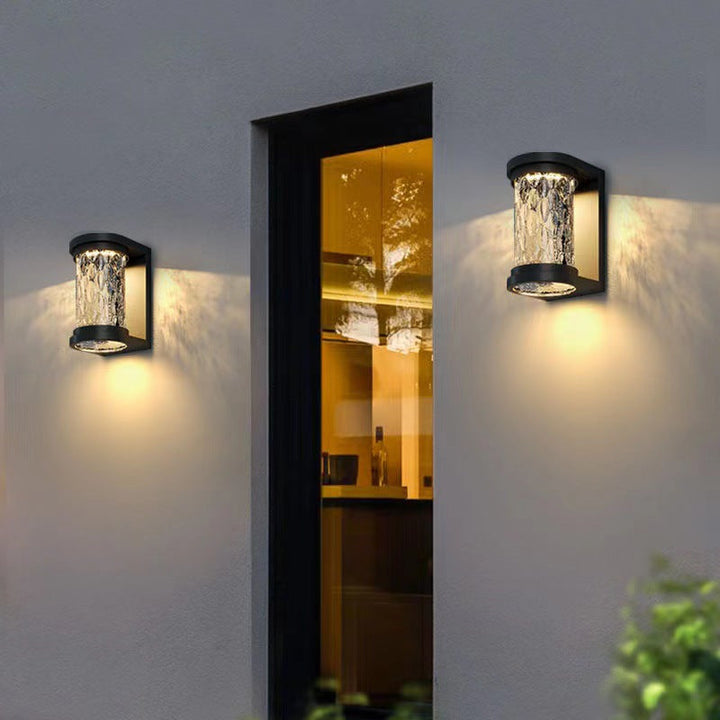 Moderne Luksus Vanntett Sylinder Rustfritt Stål Krystall LED Vegglampe For Utendørs Patio | Skanto