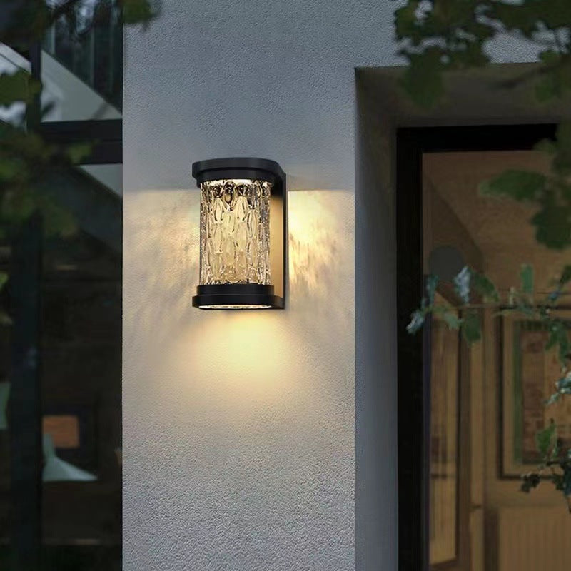 Moderne Luksus Vanntett Sylinder Rustfritt Stål Krystall LED Vegglampe For Utendørs Patio | Skanto