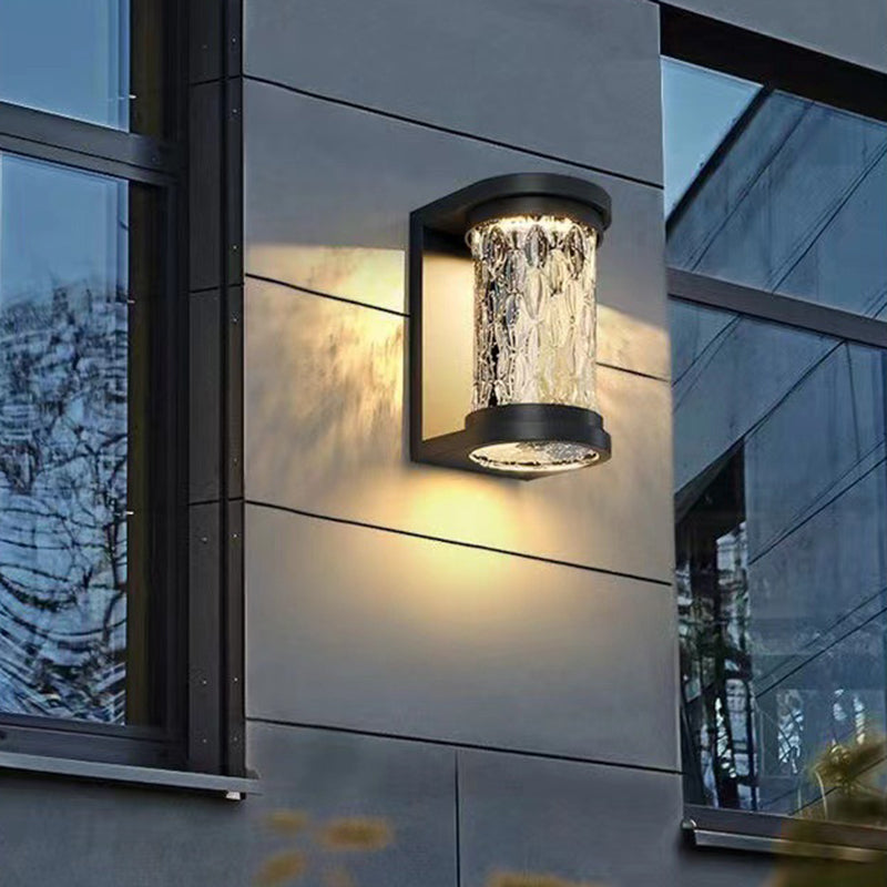Moderne Luksus Vanntett Sylinder Rustfritt Stål Krystall LED Vegglampe For Utendørs Patio | Skanto