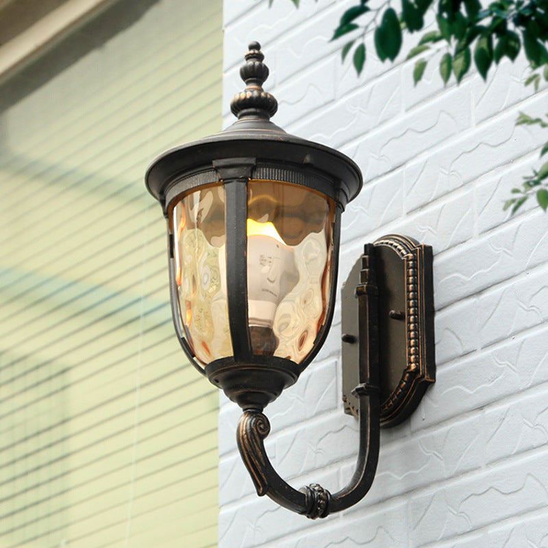 Samtidig Nordisk Krukke Aluminium Glass 1-Lykt Vegglampe For Utendørs Patio | Skanto