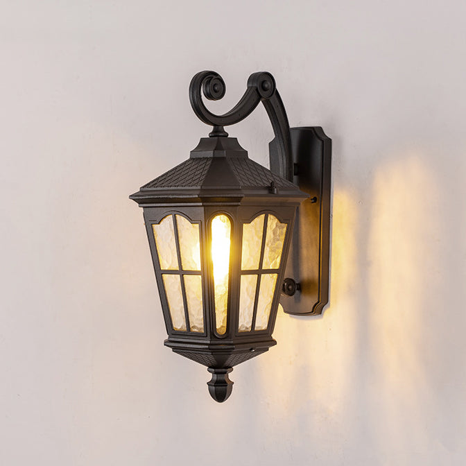 Tradisjonell europeisk lanterne vanntett aluminium glass 1-lys vegglampe for utendørs patio | Skanto