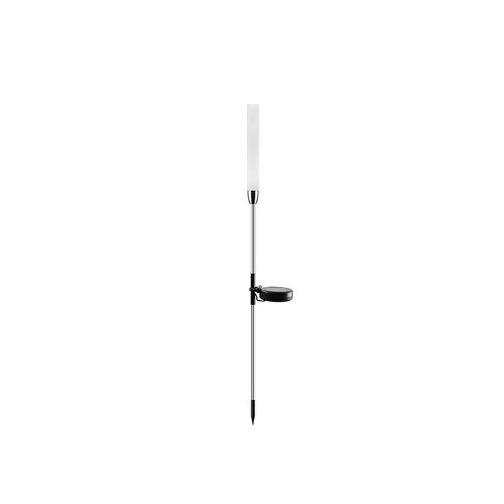 Vanntett solcelledrevet sylinderlampe laget av akryl, aluminium, rustfritt stål og ABS med LED-belysning for utendørs bruk og hagedesign.