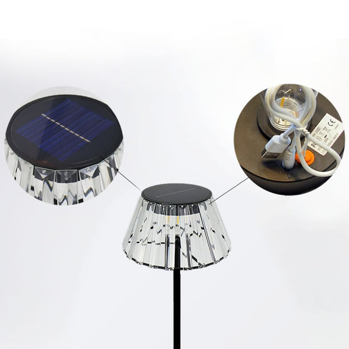 Samtidig Industriell Vanntett Sol USB Jern Glass Utendørs LED Stående Gulvlampe For Hage | Skanto