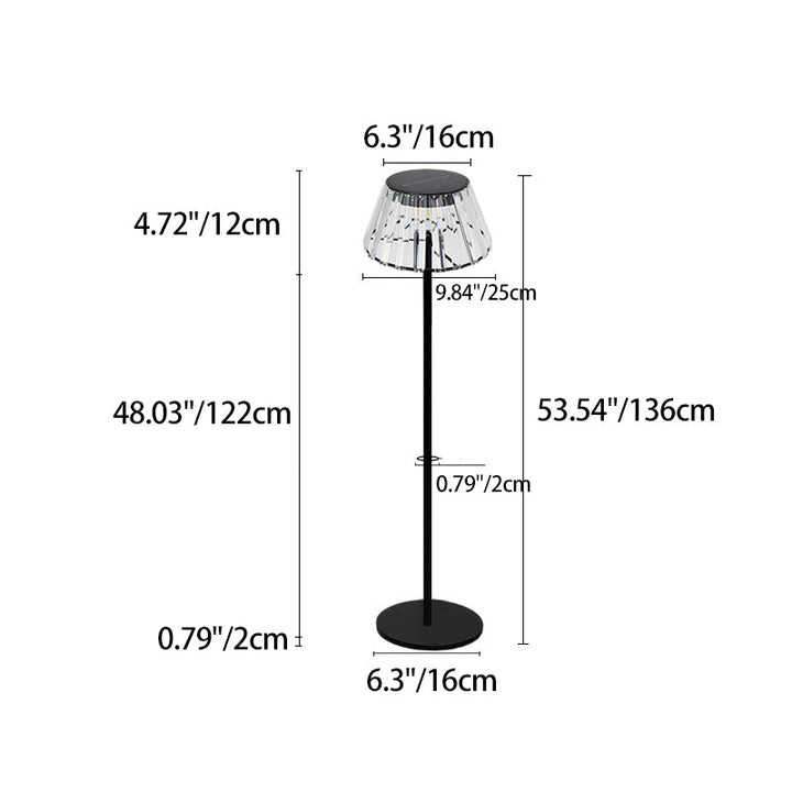 Vanntett solcelledrevet USB LED-gulvlampe laget av jern og glass for utendørs bruk i hagen