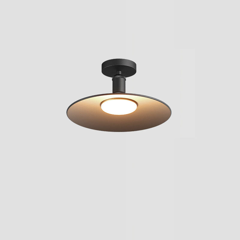 Moderne Industrielle Vanntette Aluminium Rund 1-Lys Semi-Flush Taklampe For Utendørs Patio | Skanto