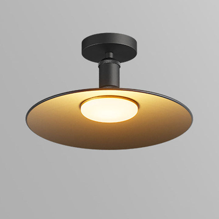Moderne Industrielle Vanntette Aluminium Rund 1-Lys Semi-Flush Taklampe For Utendørs Patio | Skanto