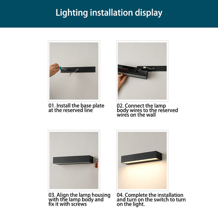 Moderne Minimalistisk Rektangulær Bar Vanntett Aluminium LED Vegglampe For Hage | Skanto