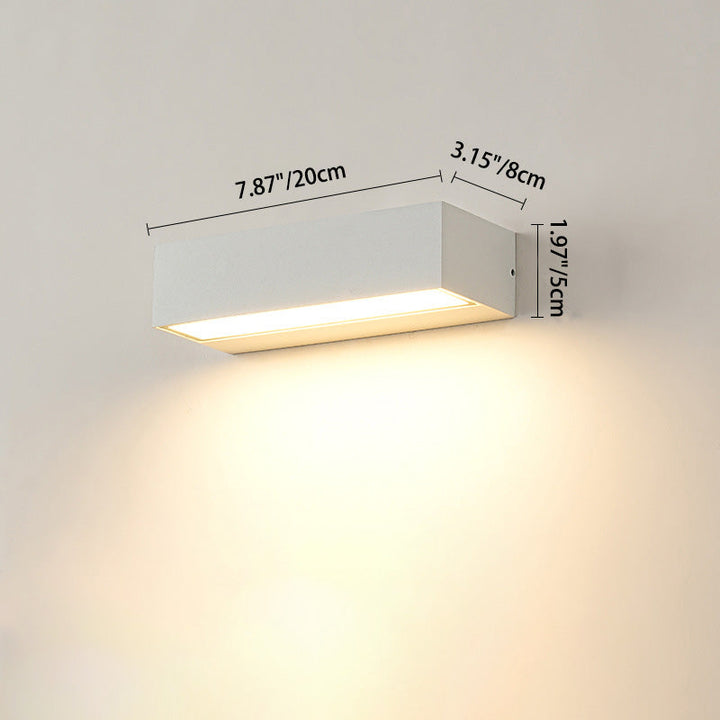 Moderne Minimalistisk Rektangulær Bar Vanntett Aluminium LED Vegglampe For Hage | Skanto