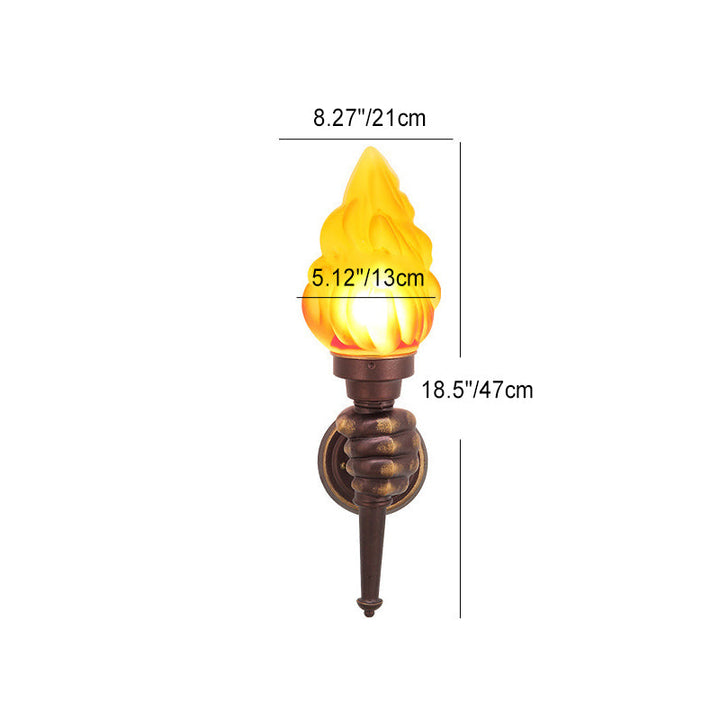 Tradisjonell Vintage Fakelbærer Form Glass Aluminium 1-Lys Vegglampe For Utendørs Patio | Skanto
