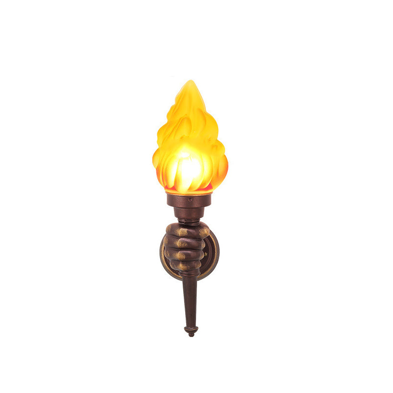 Tradisjonell Vintage Fakelbærer Form Glass Aluminium 1-Lys Vegglampe For Utendørs Patio | Skanto