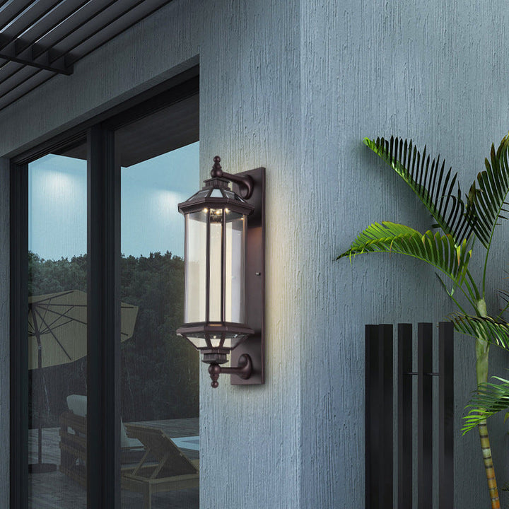 Tradisjonell Vintage Oktagonal Firkantet Vanntett Glass Aluminium 1-Lykt Vegglampe For Utendørs Terrasse | Skanto