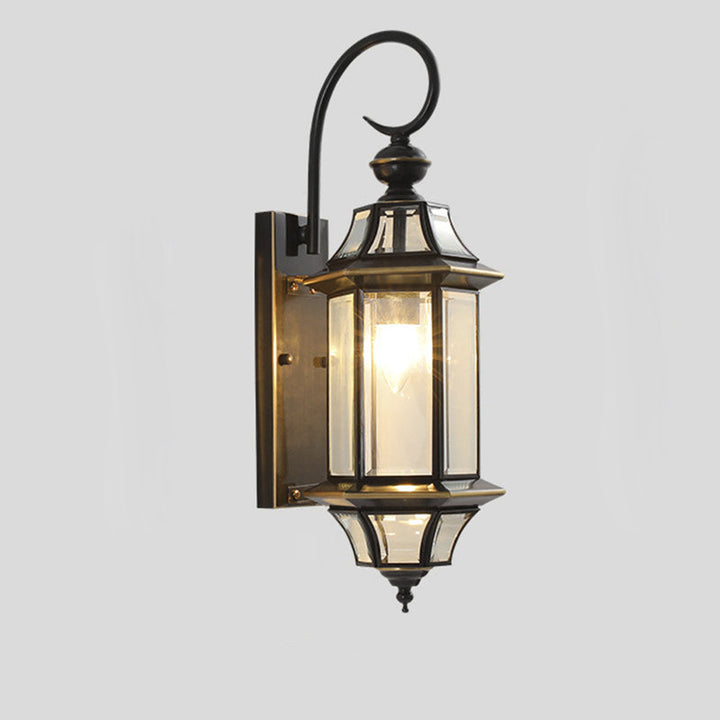 Tradisjonell Vintage Rund Sylinder Glass Kobber 1-Lys Vegglampe For Hage | Skanto
