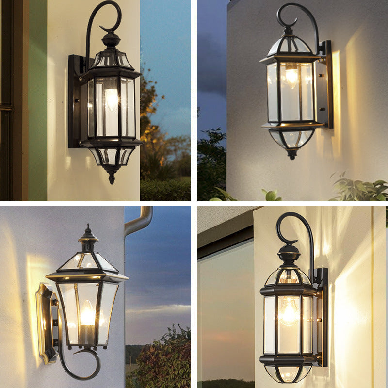 Tradisjonell Vintage Rund Sylinder Glass Kobber 1-Lys Vegglampe For Hage | Skanto
