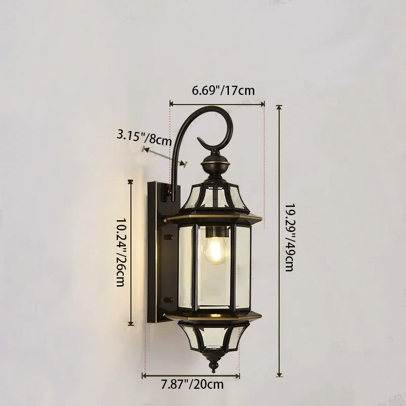 Tradisjonell Vintage Rund Sylinder Glass Kobber 1-Lys Vegglampe For Hage | Skanto