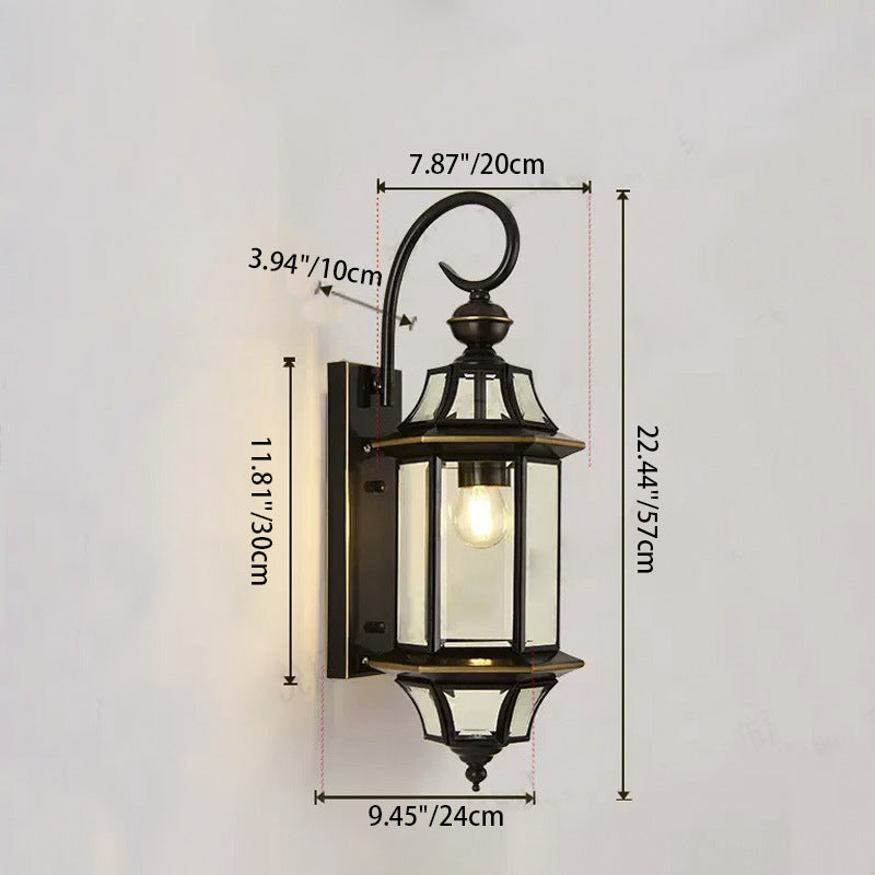 Tradisjonell Vintage Rund Sylinder Glass Kobber 1-Lys Vegglampe For Hage | Skanto