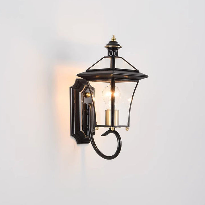 Moderne nordisk rom firkantet glass kobber 1-lys vegglampe for uteplass | Skanto