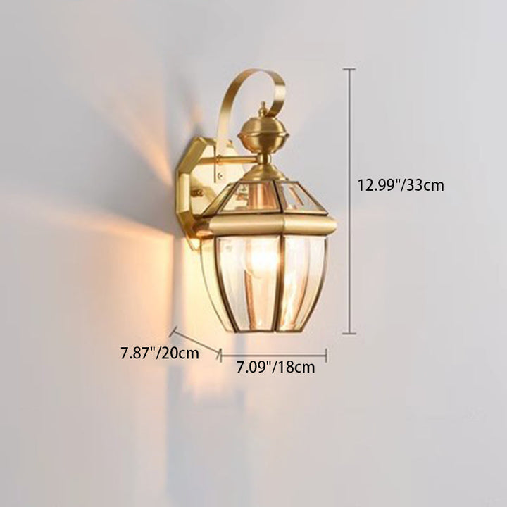 Moderne nordisk rom firkantet glass kobber 1-lys vegglampe for uteplass | Skanto