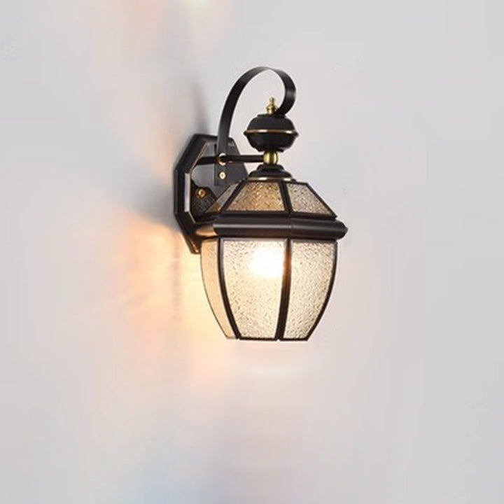 Moderne nordisk rom firkantet glass kobber 1-lys vegglampe for uteplass | Skanto
