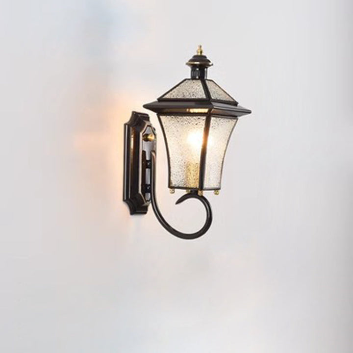 Moderne nordisk rom firkantet glass kobber 1-lys vegglampe for uteplass | Skanto