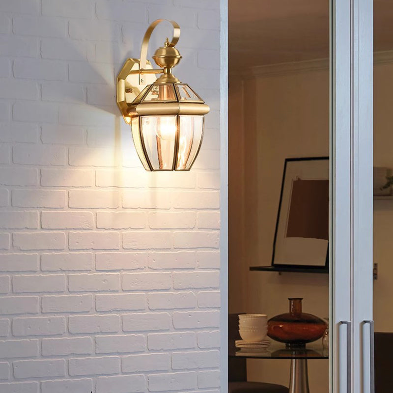 Moderne nordisk rom firkantet glass kobber 1-lys vegglampe for uteplass | Skanto