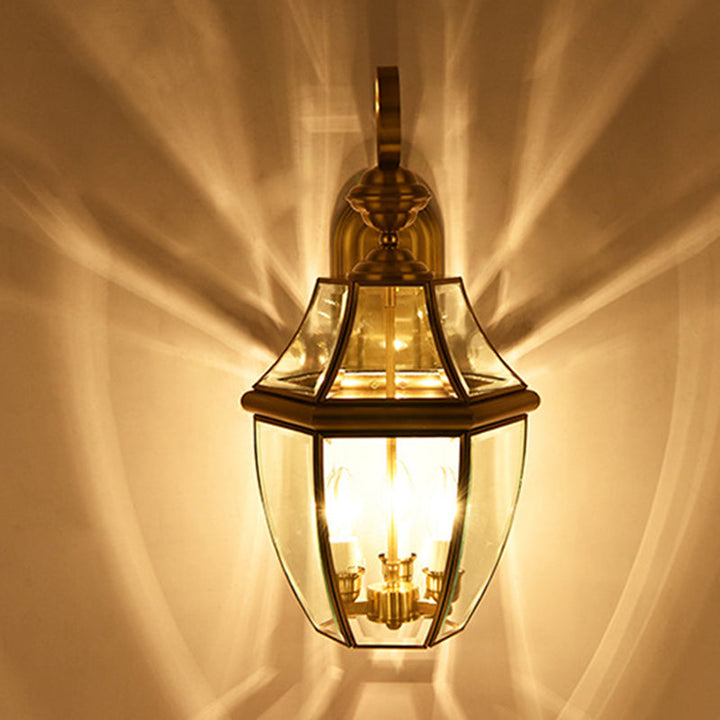 Moderne Skandinavisk Sekskantet Rund Firkantet Glass Messing 1/3 Lys Vegglampe For Hage | Skanto