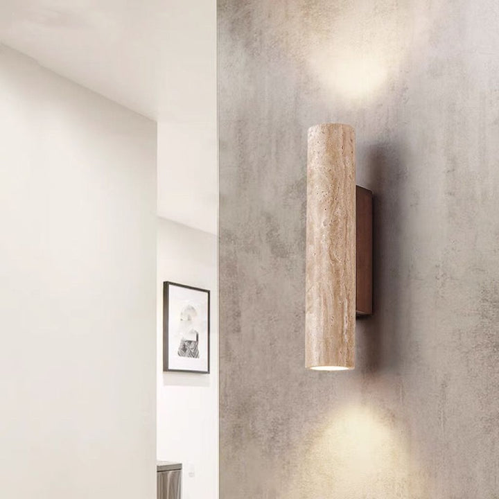 Skanto | Nordivea Travertin Vegglampe | Skandinavisk Design | 2-Lys | Tre & Travertin