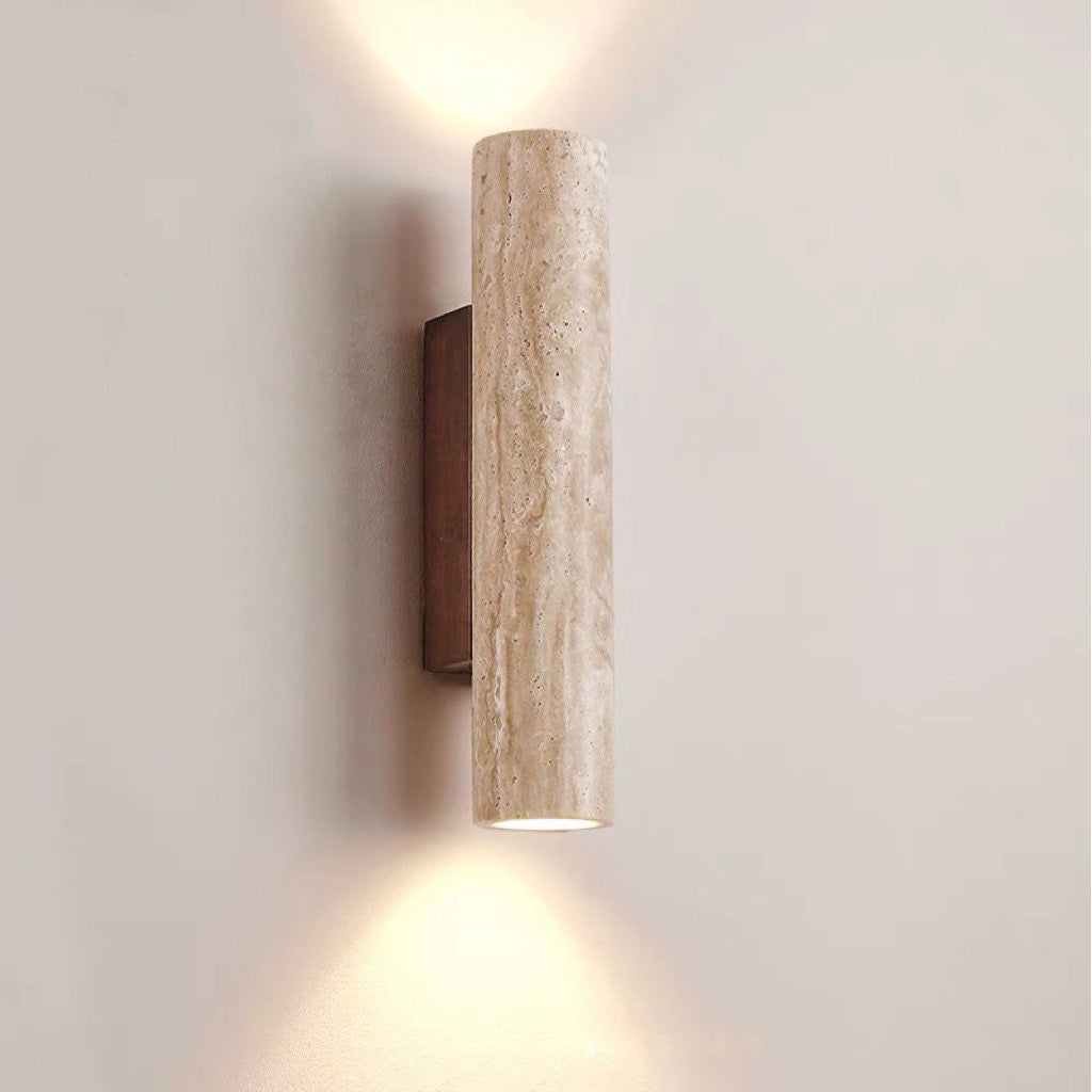 Skanto | Nordivea Travertin Vegglampe | Skandinavisk Design | 2-Lys | Tre & Travertin