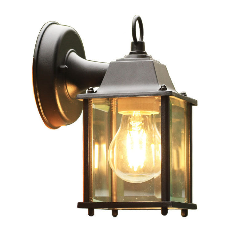 Moderne minimalistisk firkantet rektangulær rund glass aluminium 1-lampe vegglampe for hagen | Skanto