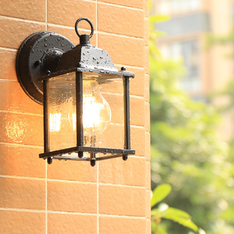 Moderne minimalistisk firkantet rektangulær rund glass aluminium 1-lampe vegglampe for hagen | Skanto