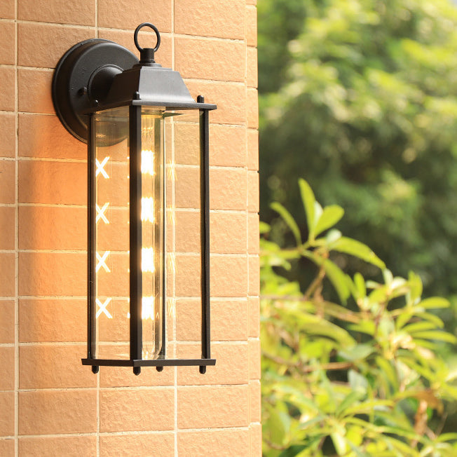 Moderne minimalistisk firkantet rektangulær rund glass aluminium 1-lampe vegglampe for hagen | Skanto