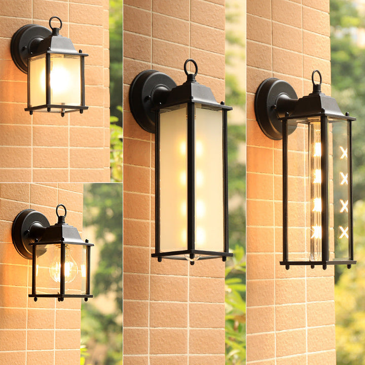 Moderne minimalistisk firkantet rektangulær rund glass aluminium 1-lampe vegglampe for hagen | Skanto