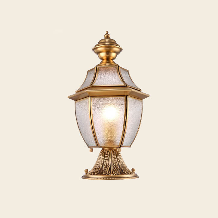 Moderne skandinavisk heksagonal klokke glass messing 1-lys utendørslampe for uteplass | Skanto
