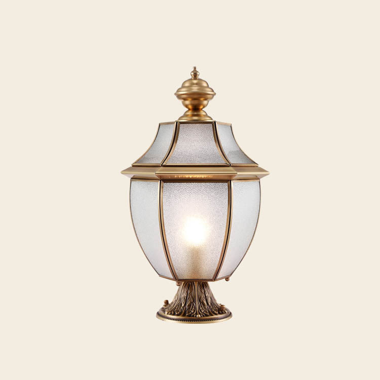 Moderne skandinavisk heksagonal klokke glass messing 1-lys utendørslampe for uteplass | Skanto