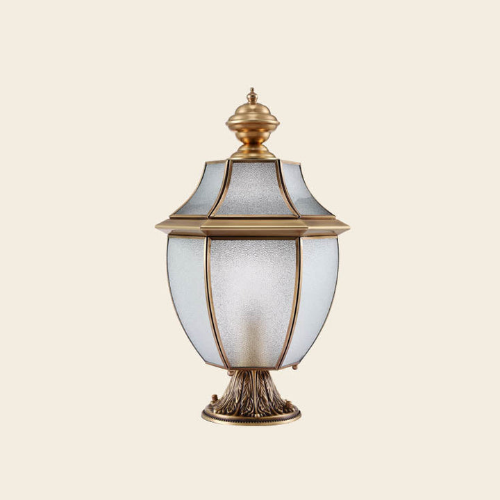 Moderne skandinavisk heksagonal klokke glass messing 1-lys utendørslampe for uteplass | Skanto